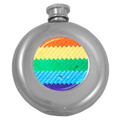 Mandalas-1084082 Textured-rainbow Round Hip Flask (5 Oz) by jellybeansanddinosaurs