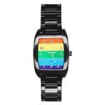 Mandalas-1084082 Textured-rainbow Stainless Steel Barrel Watch Front