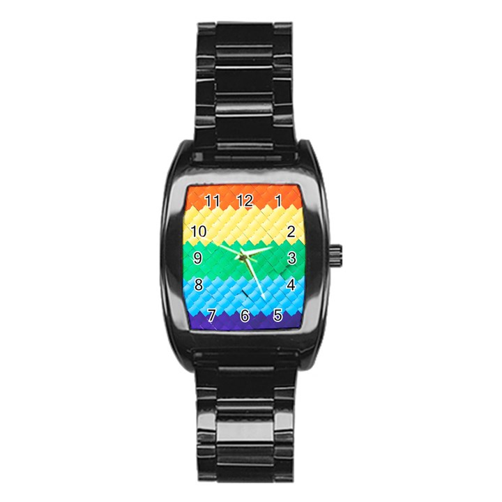 Mandalas-1084082 Textured-rainbow Stainless Steel Barrel Watch