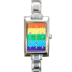 Mandalas-1084082 Textured-rainbow Rectangle Italian Charm Watch by jellybeansanddinosaurs