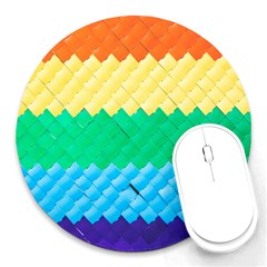 Mandalas-1084082 Textured-rainbow Round Mousepads by jellybeansanddinosaurs