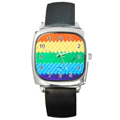 Mandalas-1084082 Textured-rainbow Square Metal Watch by jellybeansanddinosaurs