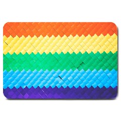 Mandalas-1084082 Textured-rainbow Large Doormat  by jellybeansanddinosaurs