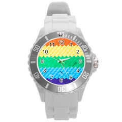 Mandalas-1084082 Textured-rainbow Round Plastic Sport Watch (l) by jellybeansanddinosaurs