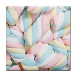 Rainbow-cake-layers Marshmallow-candy-texture Tile Coaster Front