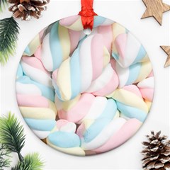 Rainbow-cake-layers Marshmallow-candy-texture Ornament (round) by jellybeansanddinosaurs