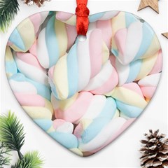 Rainbow-cake-layers Marshmallow-candy-texture Ornament (heart) by jellybeansanddinosaurs