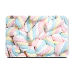 Rainbow-cake-layers Marshmallow-candy-texture Small Doormat  by jellybeansanddinosaurs