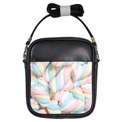 Rainbow-cake-layers Marshmallow-candy-texture Girls Sling Bag by jellybeansanddinosaurs