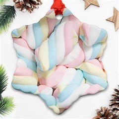 Rainbow-cake-layers Marshmallow-candy-texture Snowflake Ornament (two Sides) by jellybeansanddinosaurs