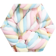 Rainbow-cake-layers Marshmallow-candy-texture Wooden Puzzle Hexagon by jellybeansanddinosaurs