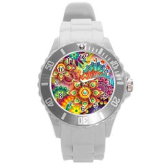 Mandalas-1084082 Round Plastic Sport Watch (l) by jellybeansanddinosaurs