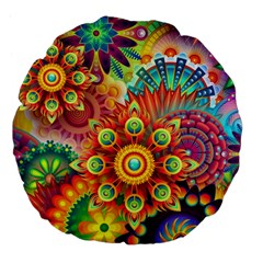 Mandalas-1084082 Large 18  Premium Flano Round Cushions by jellybeansanddinosaurs