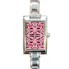 Floral Folk Damask Pattern  Rectangle Italian Charm Watch by Eskimos