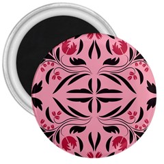 Floral Folk Damask Pattern  3  Magnets by Eskimos