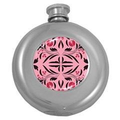 Floral Folk Damask Pattern  Round Hip Flask (5 Oz) by Eskimos