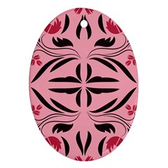 Floral Folk Damask Pattern  Oval Ornament (two Sides) by Eskimos