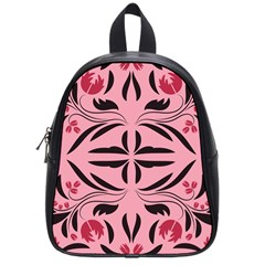 Floral Folk Damask Pattern  School Bag (small) by Eskimos