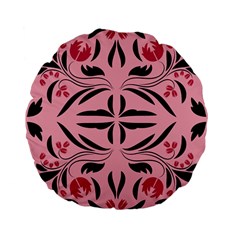 Floral Folk Damask Pattern  Standard 15  Premium Flano Round Cushions by Eskimos