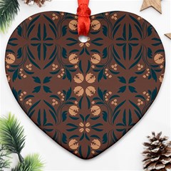 Floral Folk Damask Pattern  Ornament (heart) by Eskimos