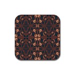 Floral folk damask pattern  Rubber Coaster (Square) Front