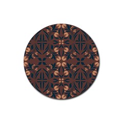 Floral Folk Damask Pattern  Rubber Coaster (round) by Eskimos