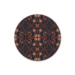 Floral folk damask pattern  Rubber Coaster (Round) Front