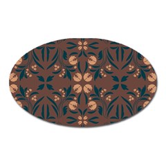 Floral Folk Damask Pattern  Oval Magnet by Eskimos