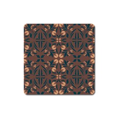 Floral Folk Damask Pattern  Square Magnet by Eskimos