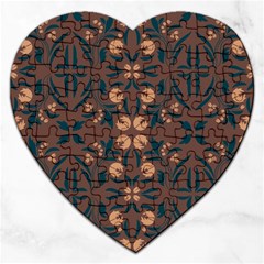 Floral Folk Damask Pattern  Jigsaw Puzzle (heart) by Eskimos