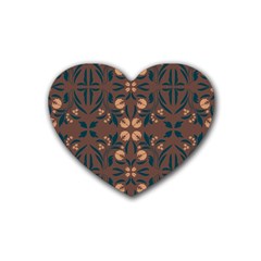 Floral Folk Damask Pattern  Rubber Coaster (heart) by Eskimos