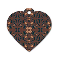 Floral Folk Damask Pattern  Dog Tag Heart (one Side) by Eskimos