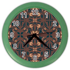 Floral Folk Damask Pattern  Color Wall Clock by Eskimos