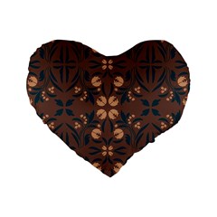 Floral Folk Damask Pattern  Standard 16  Premium Heart Shape Cushions by Eskimos