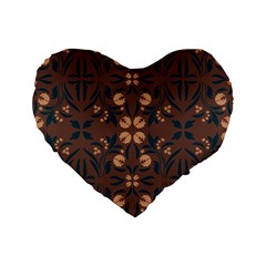 Floral Folk Damask Pattern  Standard 16  Premium Flano Heart Shape Cushions by Eskimos