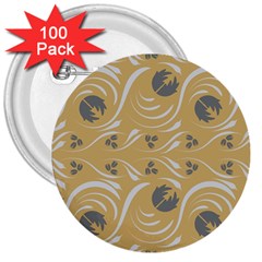 Folk Flowers Print Floral Pattern Ethnic Art 3  Buttons (100 Pack)  by Eskimos