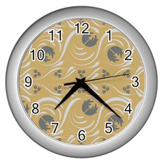 Folk Flowers Print Floral Pattern Ethnic Art Wall Clock (silver) by Eskimos