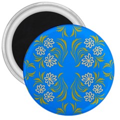 Floral Folk Damask Pattern  3  Magnets by Eskimos