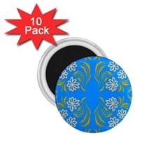 Floral Folk Damask Pattern  1 75  Magnets (10 Pack)  by Eskimos