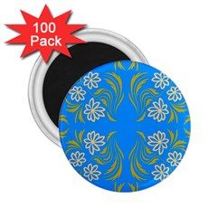 Floral Folk Damask Pattern  2 25  Magnets (100 Pack)  by Eskimos