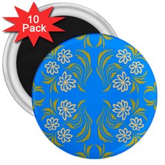 Floral Folk Damask Pattern  3  Magnets (10 Pack)  by Eskimos