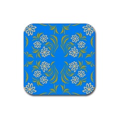 Floral Folk Damask Pattern  Rubber Coaster (square) by Eskimos