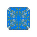 Floral folk damask pattern  Rubber Coaster (Square) Front