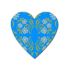 Floral Folk Damask Pattern  Heart Magnet by Eskimos