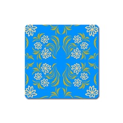 Floral Folk Damask Pattern  Square Magnet by Eskimos