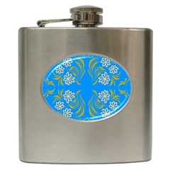 Floral Folk Damask Pattern  Hip Flask (6 Oz) by Eskimos