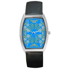 Floral Folk Damask Pattern  Barrel Style Metal Watch