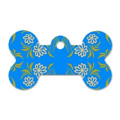 Floral Folk Damask Pattern  Dog Tag Bone (two Sides) by Eskimos