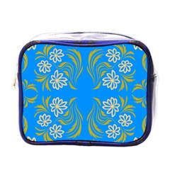 Floral Folk Damask Pattern  Mini Toiletries Bag (one Side) by Eskimos