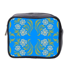 Floral Folk Damask Pattern  Mini Toiletries Bag (two Sides) by Eskimos